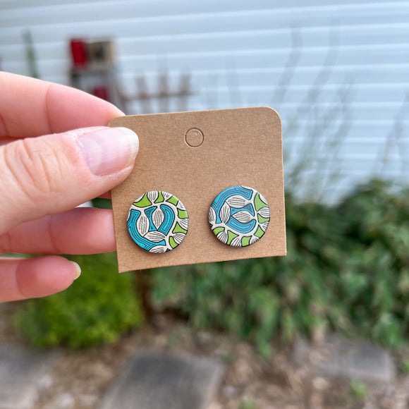 Green & Teal Tropical Studs