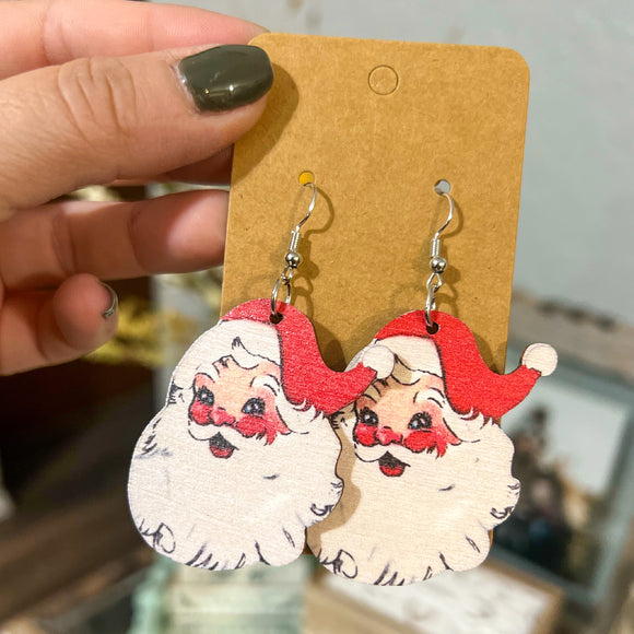 Vintage Santa Wooden Dangles