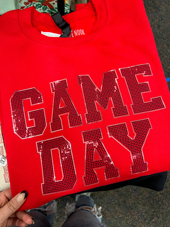 Red Spangled Game Day Back Crewneck