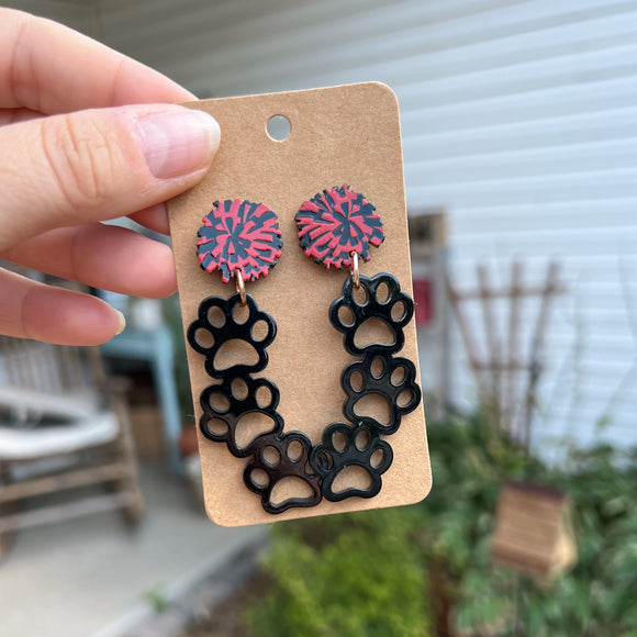 Black Paw Print Dangles
