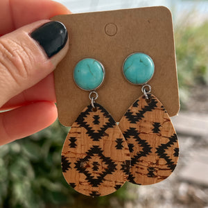 Turquoise & Natural Aztec Dangle Corkies