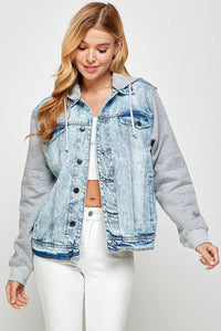 Women's KC Sequin Patch Denim Hooded Jacket