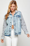 Women's KC Sequin Patch Denim Hooded Jacket
