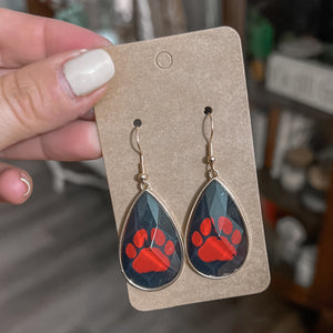 Teardrop Paw Print Dangles