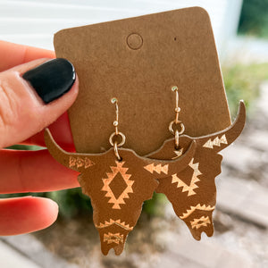 Leather Bull Head Earrings