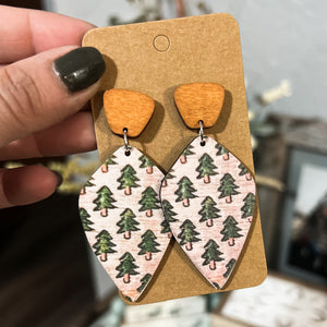 Tree Print Wooden Dangles