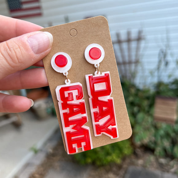 Game Day Red/White Earrings