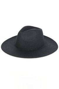 Solid Plain Panama Hat: Black