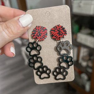 Black Paw Print Dangles