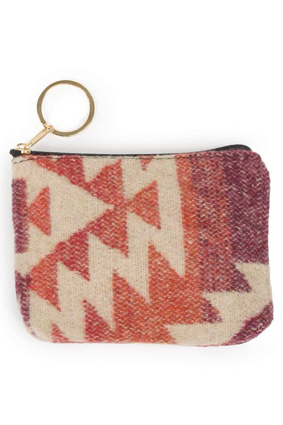 Western Print Coin Purse: Red