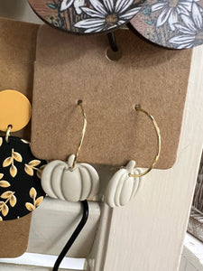 White Polymer Pumpkin Dangles