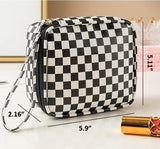 Checkered Zipper Pouch Bag