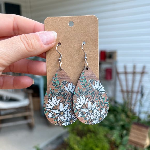 Boho Floral Wooden Teardrops