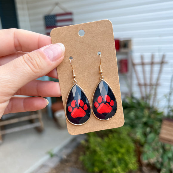Teardrop Paw Print Dangles