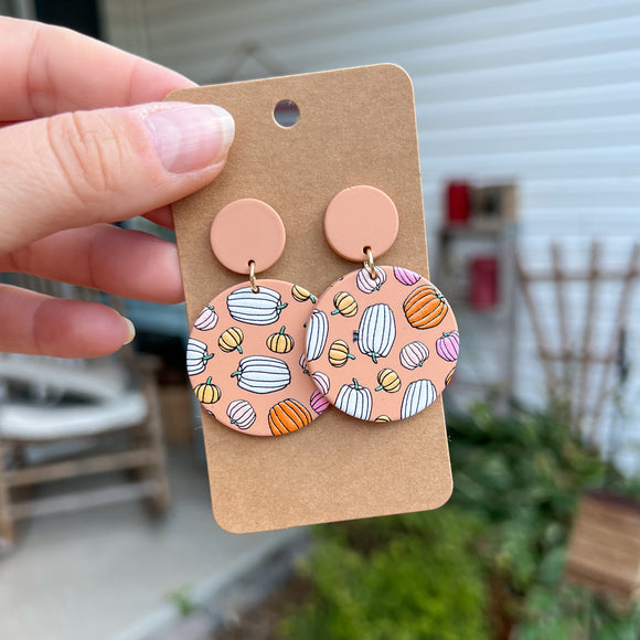 Pumpkin Print Polymer Earrings