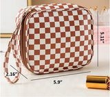 Checkered Zipper Pouch Bag