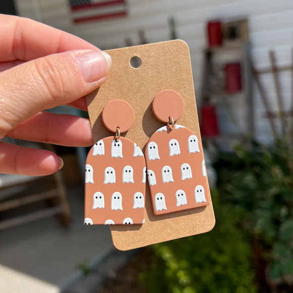 Boho Ghost Polymer Earrings