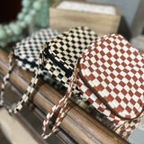 Checkered Zipper Pouch Bag