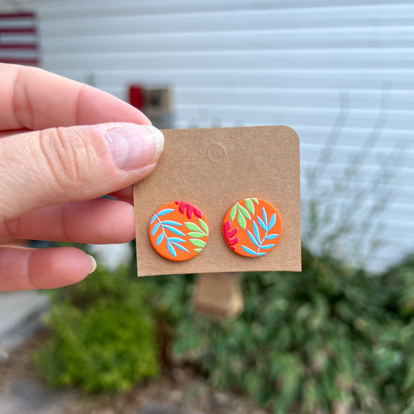 Orange Tropical Studs