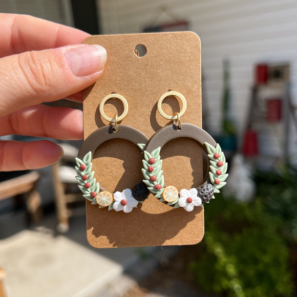 Polymer Christmas Wreath Dangles