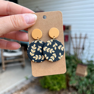 Yellow Twig Leaf Earrings
