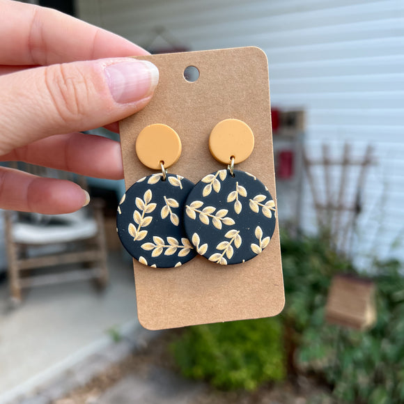 Yellow Twig Leaf Earrings