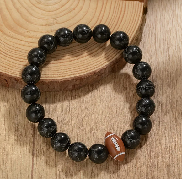 Football Black Marble Braclet