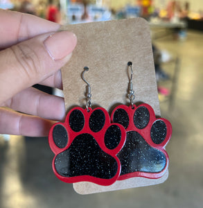 Paw Print Dangles Red/Black