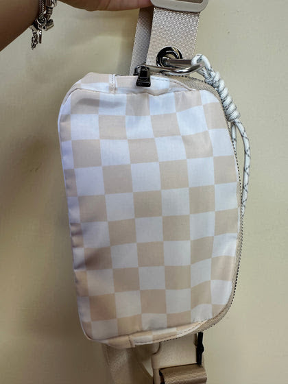 Everyday Belt Bag Long Strap Tan Checkered