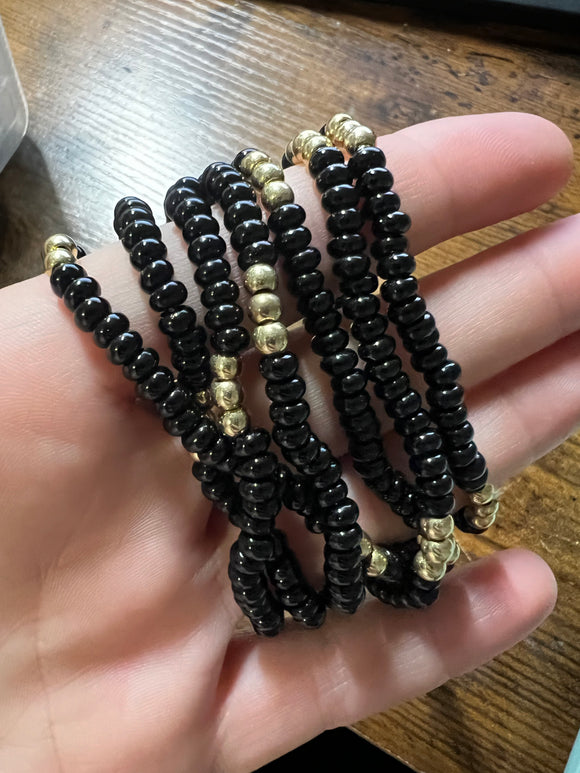 Black/Gold Small Bead Bracelet