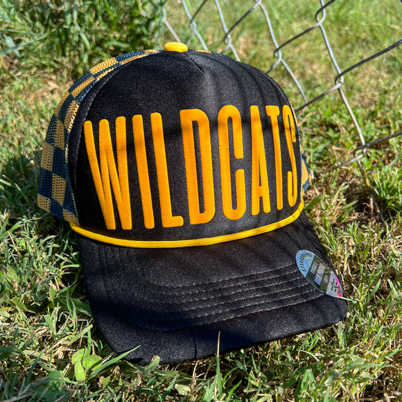 Wildcats Puff Checkered Mesh Back Trucker Hat