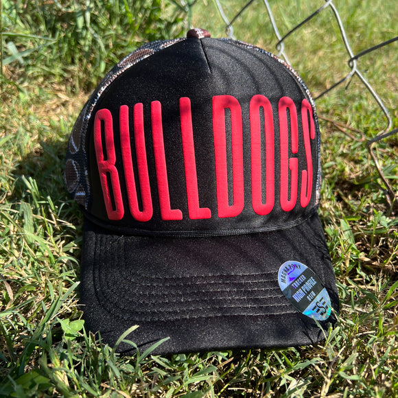 Bulldog Puff Football Mesh Back Trucker Hat-Magna Pony