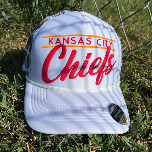 Football Printed Chief Puff Trucker Hat-Magna Pony