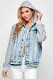 Women's KC Sequin Patch Denim Hooded Jacket