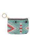 Western Print Coin Card Purse: Turquoise