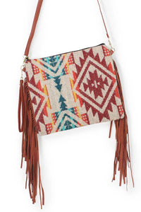 Aztec Pattern Tassel Crossbody Bag