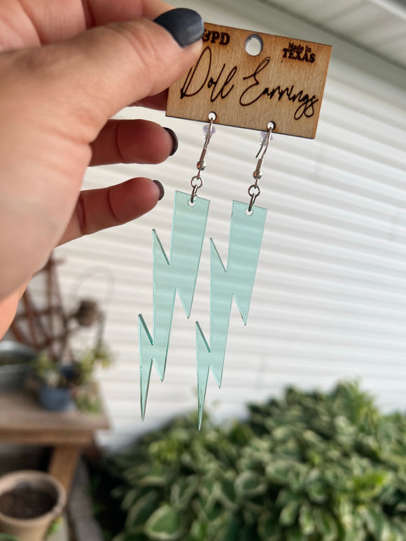 Transparent Seafoam Bolt Earrings