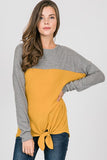 Gray and Mustard Color Block Sweater