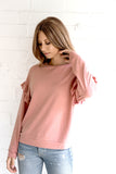 French Terry Ruffle Long Sleeve Pullover