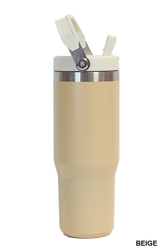 30oz Stainless Handled Tumbler BEIGE