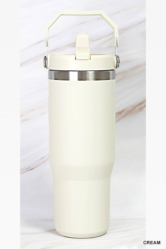 30oz Stainless Handled Tumbler CREAM