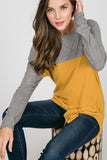 Gray and Mustard Color Block Sweater