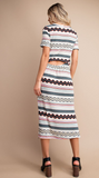 Aztec Knit Midi Dress-Ivory