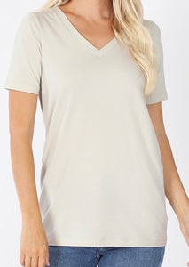 Basics V-Neck Tee-Bone