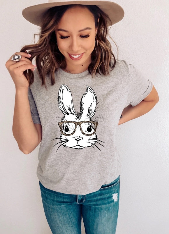 Bunny with Leopard Glasses Tee *Preorder