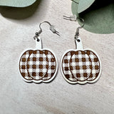 White Plaid Pumpkin Earrings